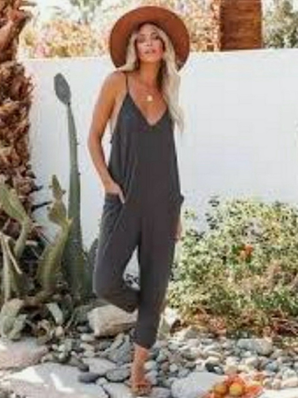 VICI COLLECTION ANDY COTTON BLEND POCKETED JUMPSUIT